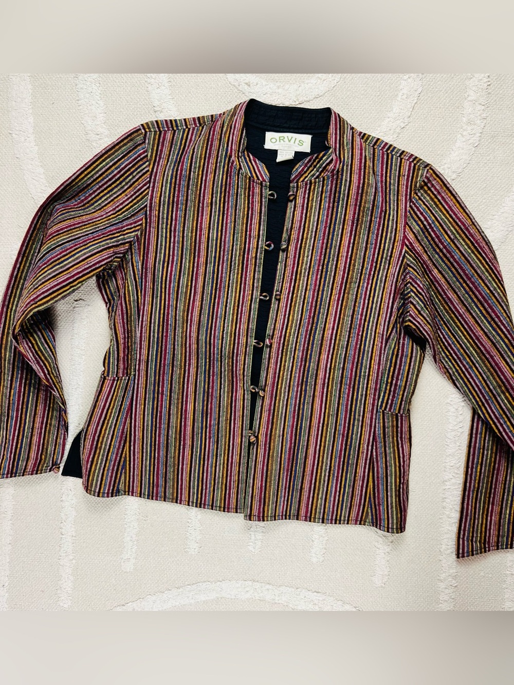 Vintage Orvis Quilted Striped Cotton Jacket Size M